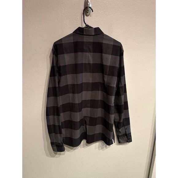 Lululemon Mens Large Masons Peak Flannel Black Gray Button Up Shirt - Picture 3 of 6